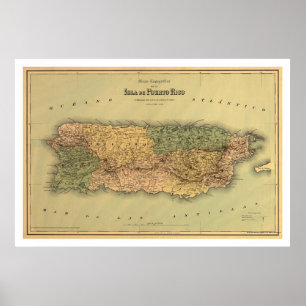 Poster Carte de Porto Rico par Colton 1886