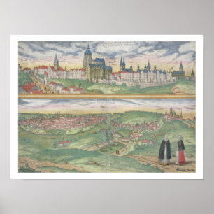 Poster Carte de Prague, de 'Civitates Orbis Terrarum' par