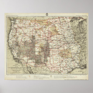 Poster Carte de progrès 1878 des relevés géographiques am