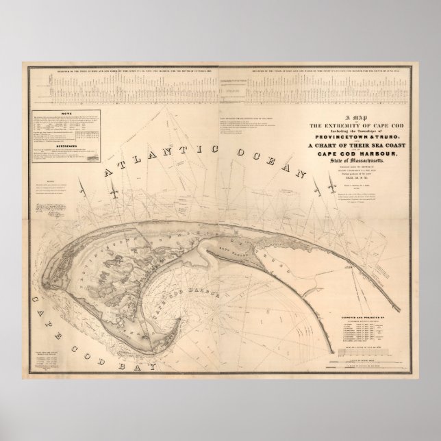 Poster Carte de Provincetown vintage et Truro MA (1836) (Devant)