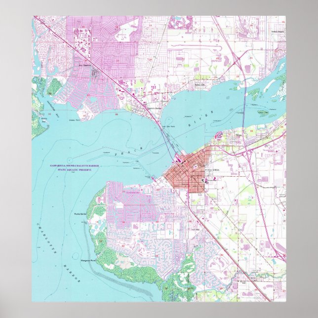 Poster Carte de Punta Gorda et Port Charlotte Floride (19 (Devant)