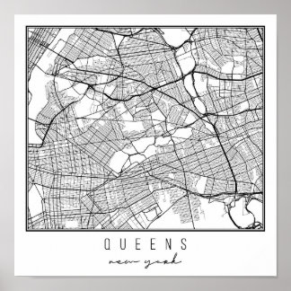 Poster Carte de Queens New York Street
