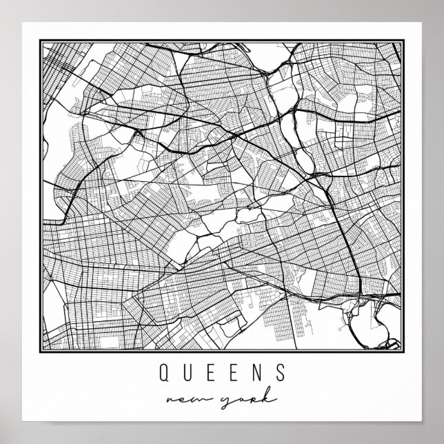 Poster Carte de Queens New York Street (Devant)