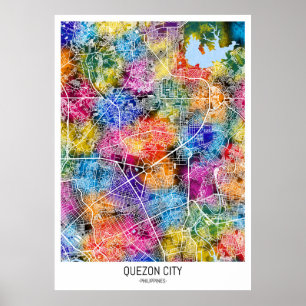 Poster Carte de Quezon City Philippines