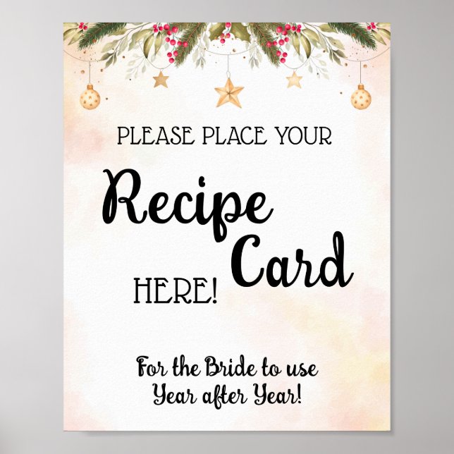 Poster Carte de recette à placer Noël Fête de mariage Pos (Devant)
