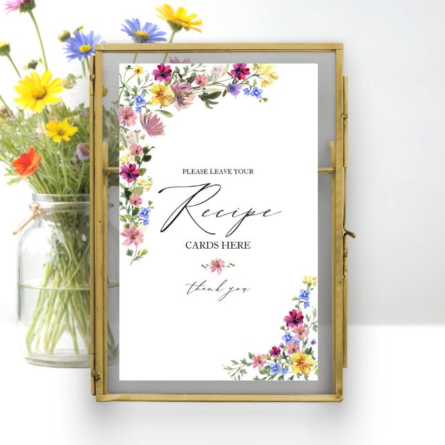 Poster Carte de recette Boho Fleur sauvage Fête des marié (Créateur téléchargé)