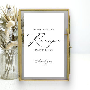 Poster Carte de recette de douche de mariée élégante et m