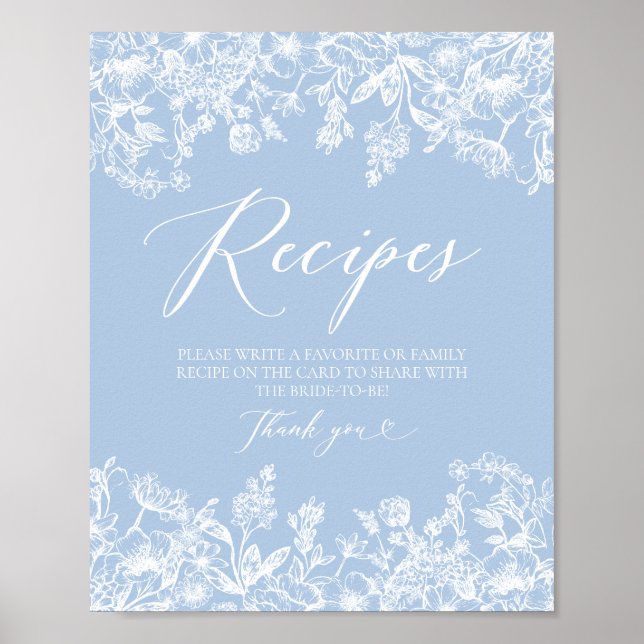 Poster Carte de recette Élégante Quelque chose de bleu Fê (Devant)