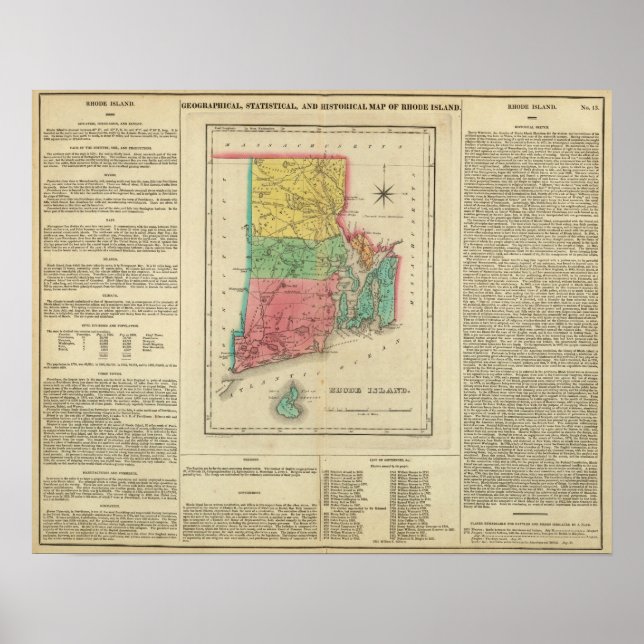Poster Carte De Rhode Island (Devant)
