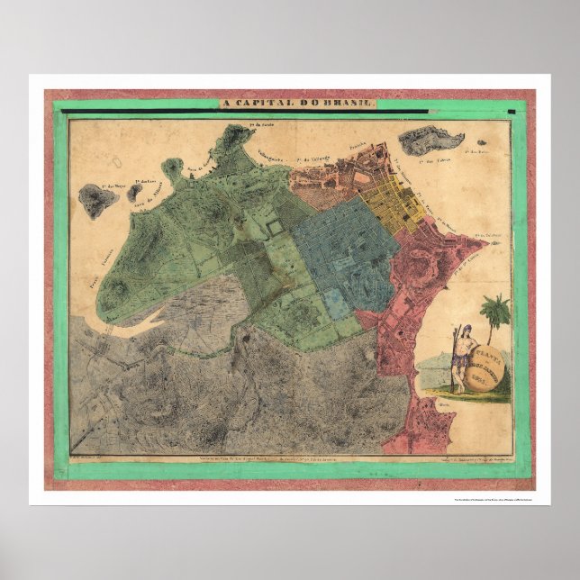 Poster Carte de Rio de Janeiro par Michellerie 1831 (Devant)