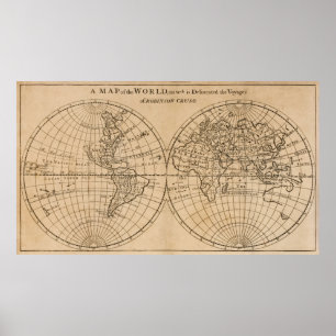 Poster Carte de Robinson Crusoe du monde