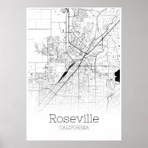 Carte de Roseville - Californie - Carte de ville P
