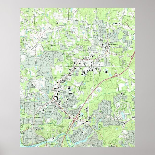 Poster Carte de Roswell Georgia (1992) (Devant)