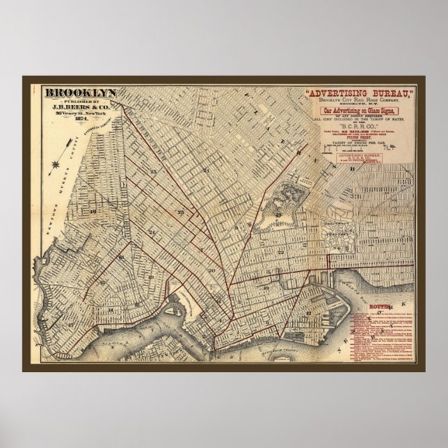 Poster Carte de route de Brooklyn City Railroad Company 1 (Devant)