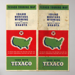 Poster Carte de route Idaho, Mont, Wyo