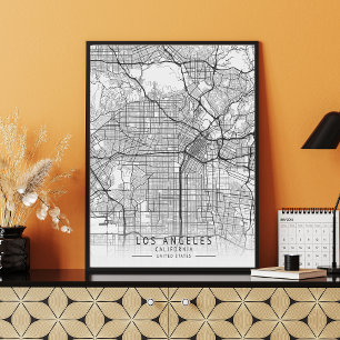 Poster Carte de rue contemporaine de Los Angeles Californ