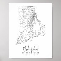 Carte de rue minimale de l'île Rhode