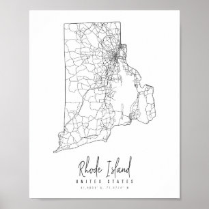 Poster Carte de rue minimale de l'île Rhode