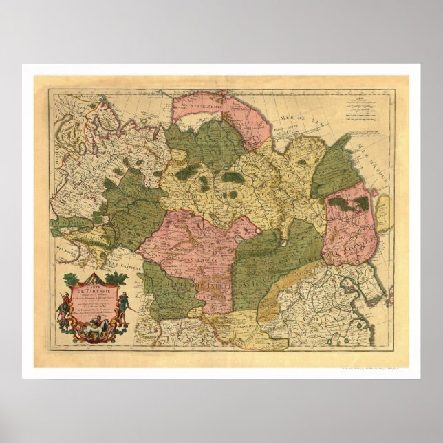 Poster Carte de Russie et Sibérie 1706 (Devant)