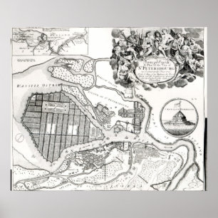 Poster Carte de Saint-Pétersbourg