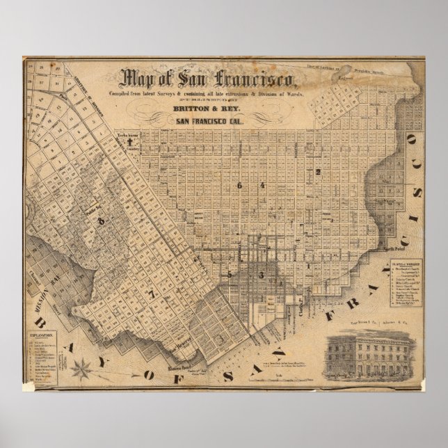 Poster Carte de San Francisco (Devant)