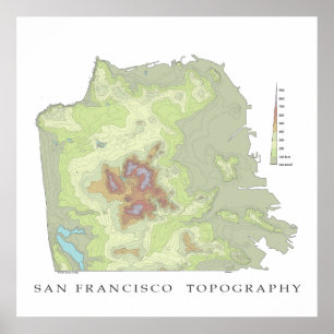 Poster Carte de San Francisco Topo - 24x24 blanc