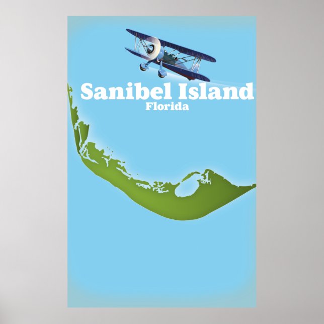 Poster Carte de Sanibel Island Floride (Devant)