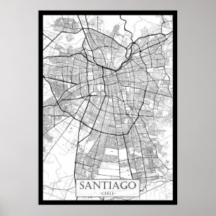 Poster Carte de Santiago Chili