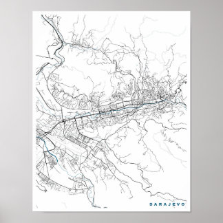 Poster Carte de Sarajevo