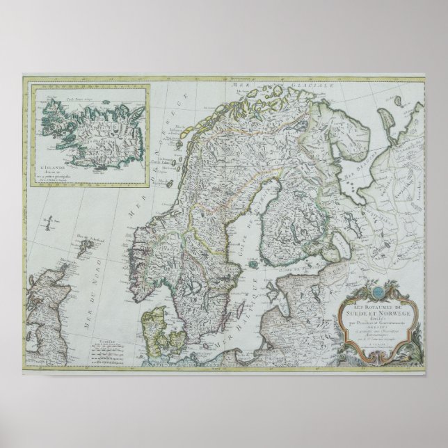 Poster Carte de Scandinavie (Devant)
