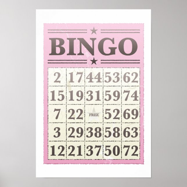 Poster Carte de score de Bingo rose (Devant)