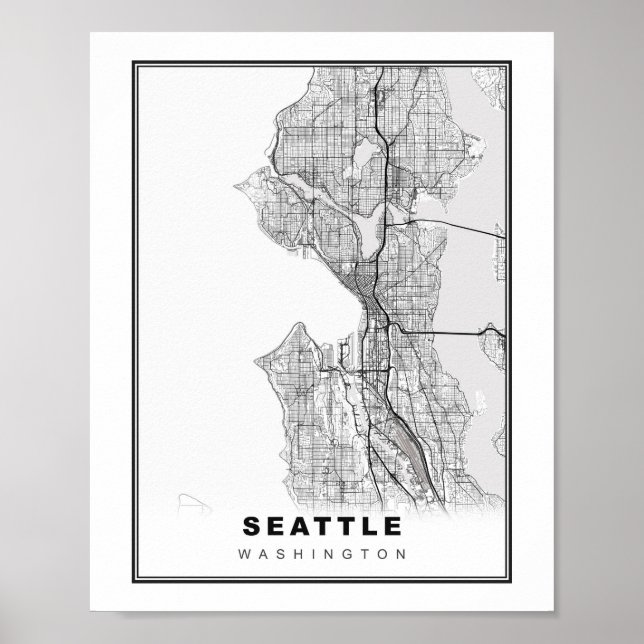 Poster Carte de Seattle (Devant)