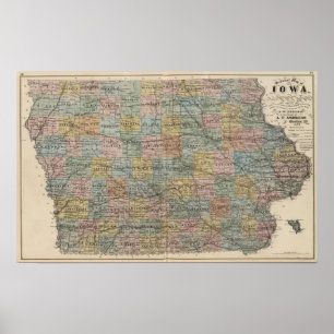 Poster Carte de section de l'Iowa
