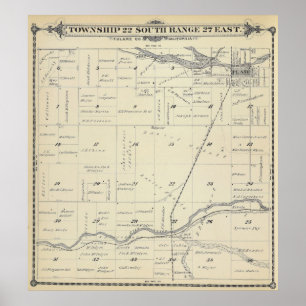 Poster Carte de section de T22S R27E Tulare County