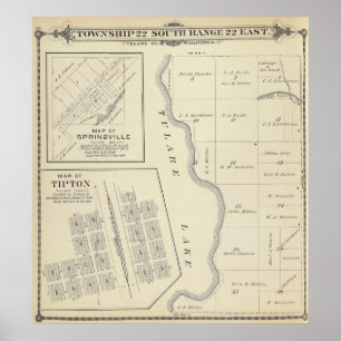 Poster Carte de section du comté de T22S R22E Tulare