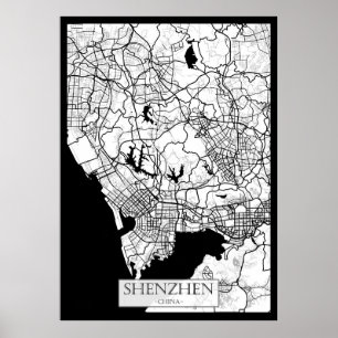 Poster Carte de Shenzhen Chine