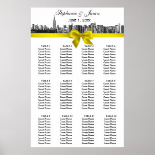 Poster Carte de siège à mâchoire jaune NYC large Skyline