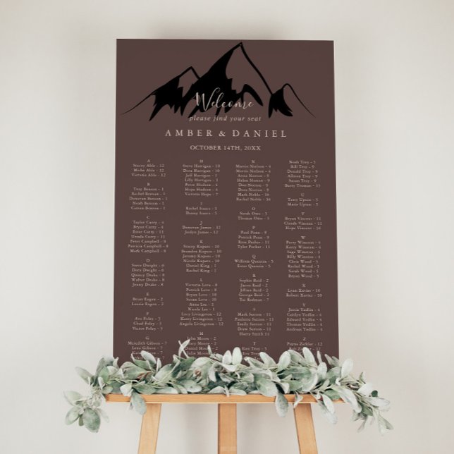 Poster Carte de siège alphabétique Clear Mountain Country (Créateur téléchargé)