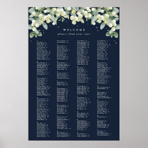 Poster Carte de siège alphabétique de 26 x 38 pouces pour