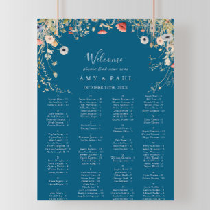 Poster Carte de siège alphabétique Fleur sauvage Bliss