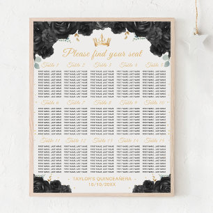 Poster Carte de siège de la princesse noire Quinceañera 1