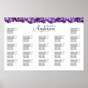 Poster Carte de siège de la réception de mariage violet H