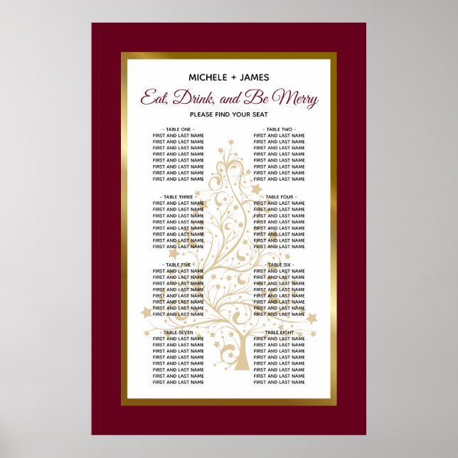 Poster Carte de siège de mariage d'hiver de Bourgogne (Devant)