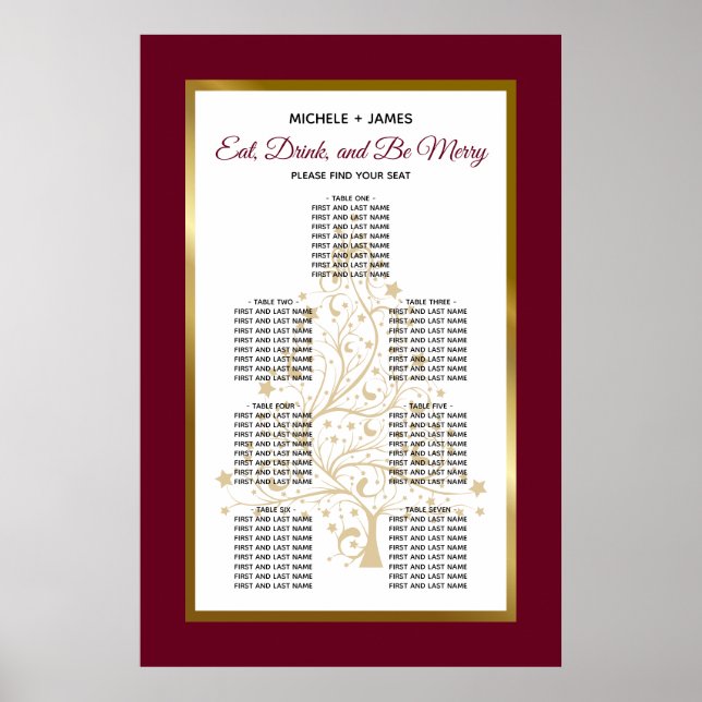Poster Carte de siège de mariage d'hiver en Bourgogne d'o (Devant)