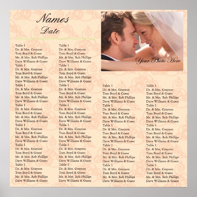 Poster Carte de siège de réception Corail (Devant)