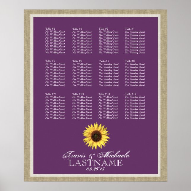 Poster Carte de siège de tournesol avec couleur changeabl (Devant)