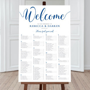 Poster Carte de siège du Mariage bleu royal