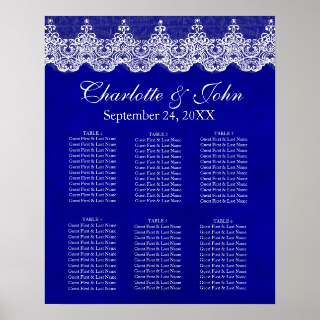 Poster Carte de siège en dentelle royale de Cobalt Poste (Devant)