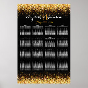 Poster Carte de siège Gold Black Hollywood Glitz Glam