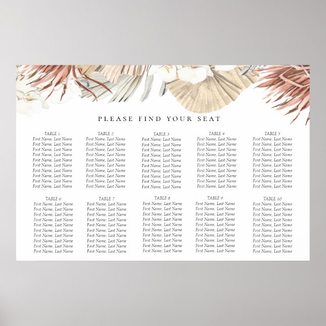Poster Carte de siège Mariage boho-chic séché (Devant)